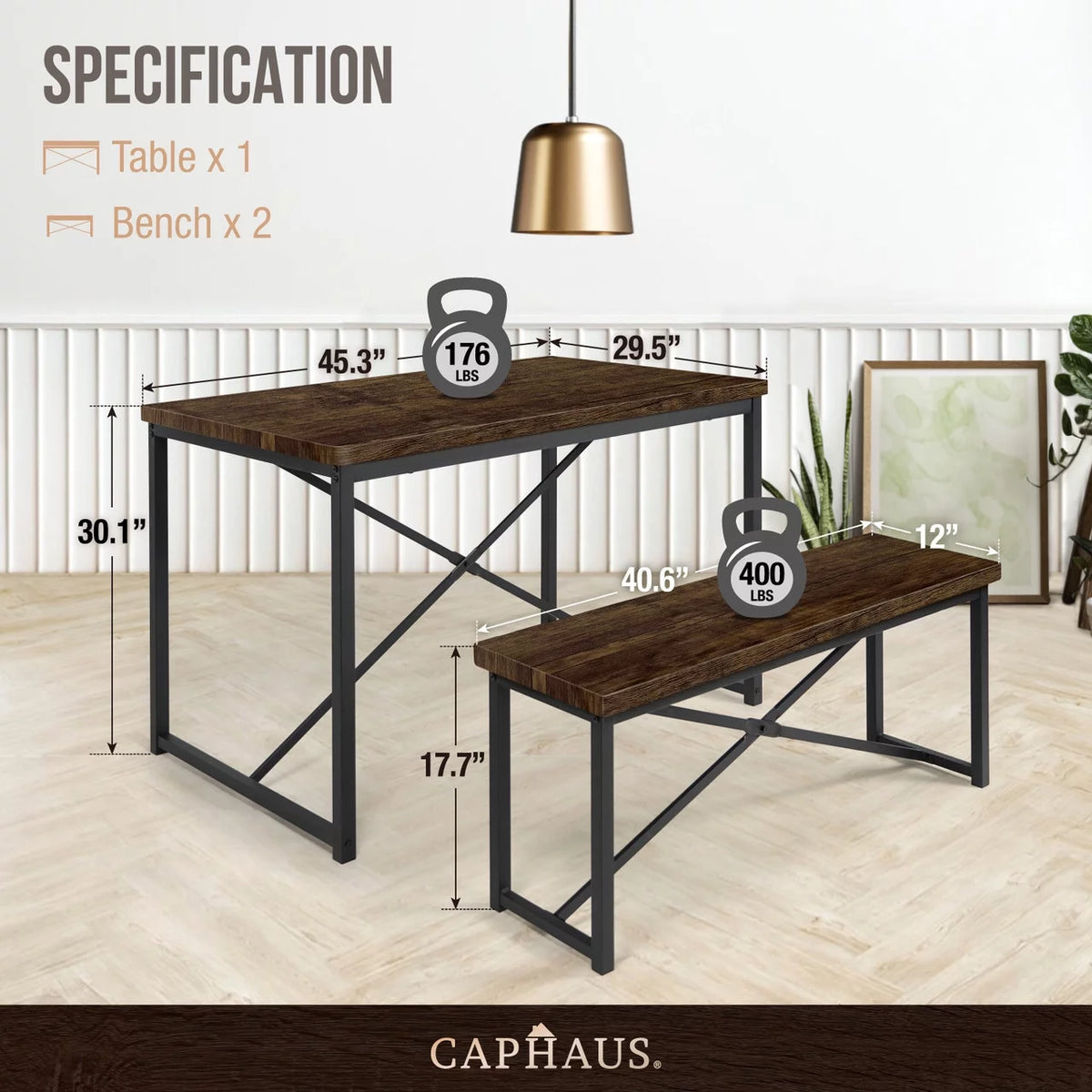 3 Pieces Dining Table Set with Benches Brown Oak V98095