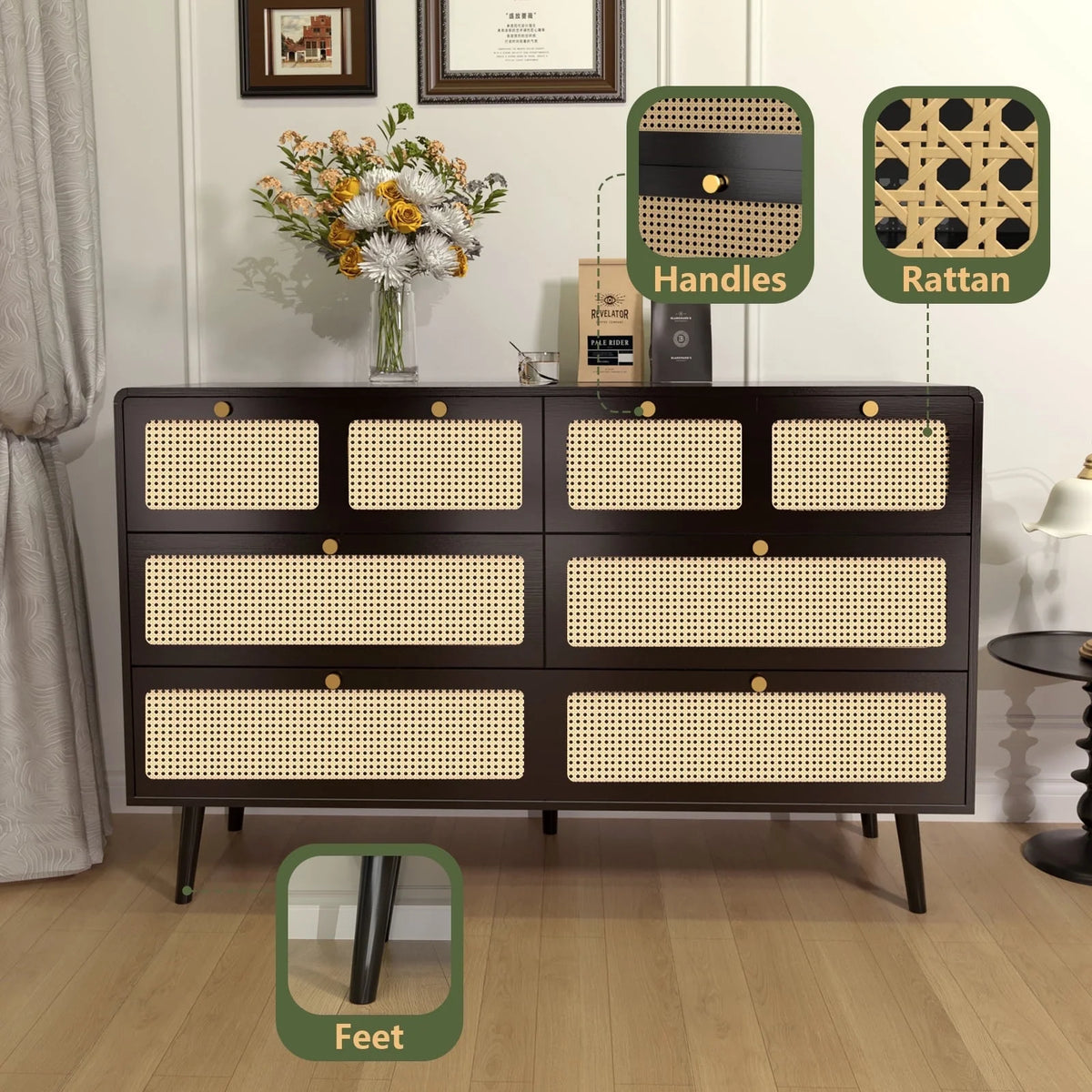 White Wood 6 Drawer Dresser I2920