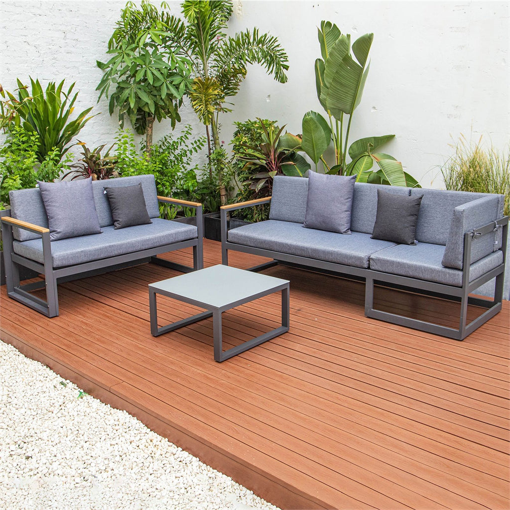 Black 3 Piece Outdoor Aluminum Sectional X973764
