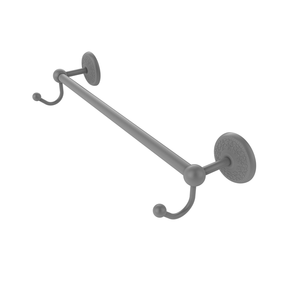 Matte Gray 24 inch Towel Bar with Integrated Hooks P48825