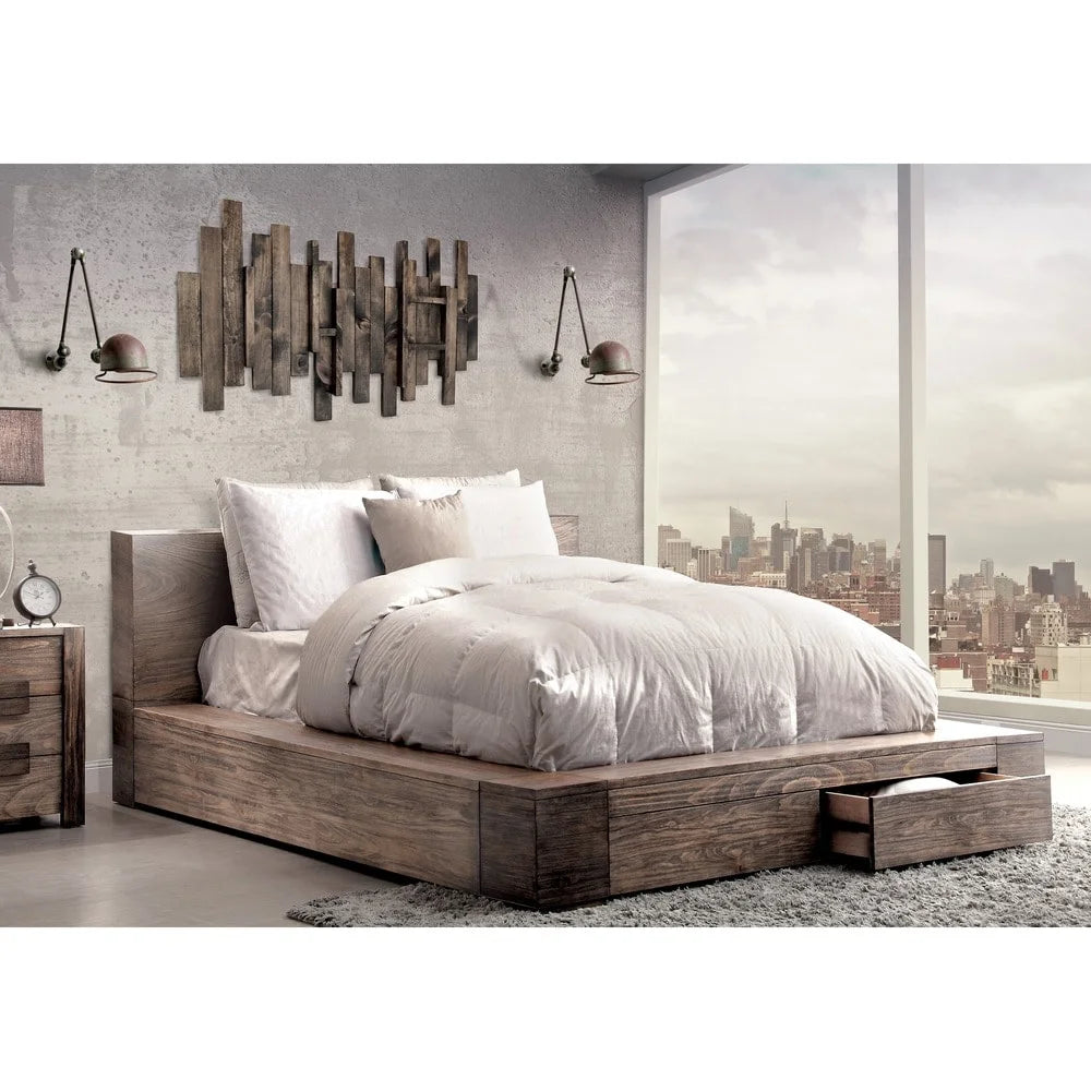 Natural Wood 2-drawer California King Storage Bed U606352