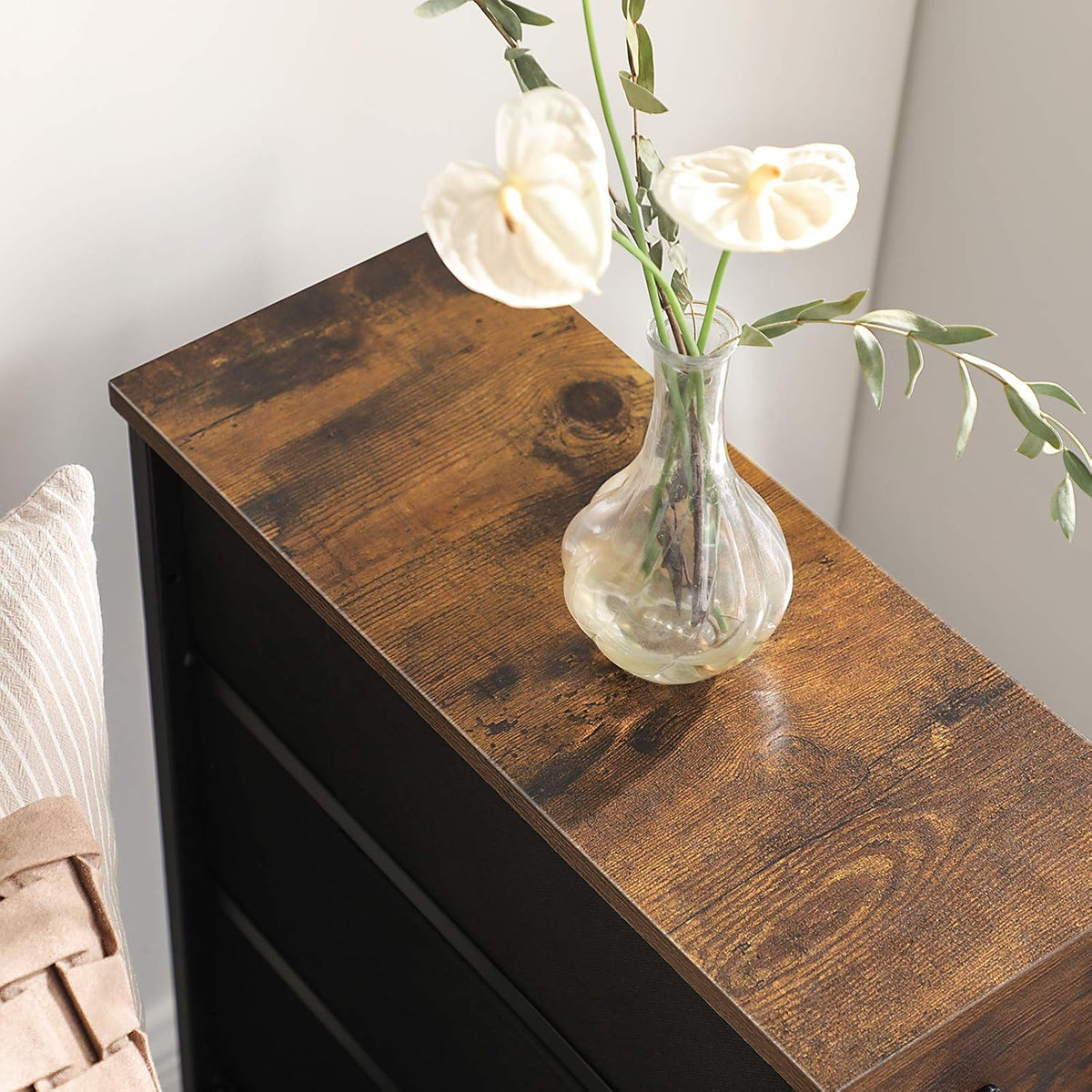 Narrow 4 Fabric Drawer Dresser with Metal Frame H341