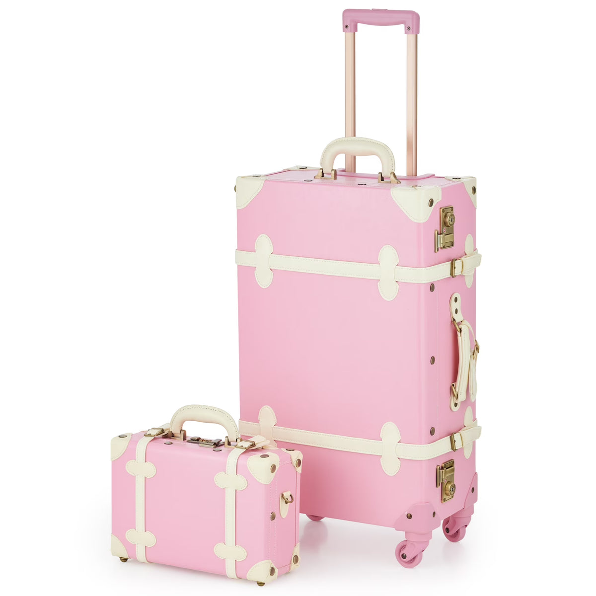 Vintage Hard Shell Suitcase Set with Spinner Wheels TSA Lock and Carry On Briefcase R48073