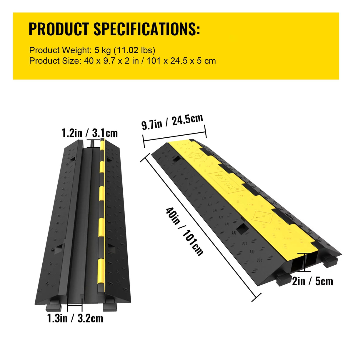 2 Channel 2 Pack Rubber Cable Protector Ramp I5325