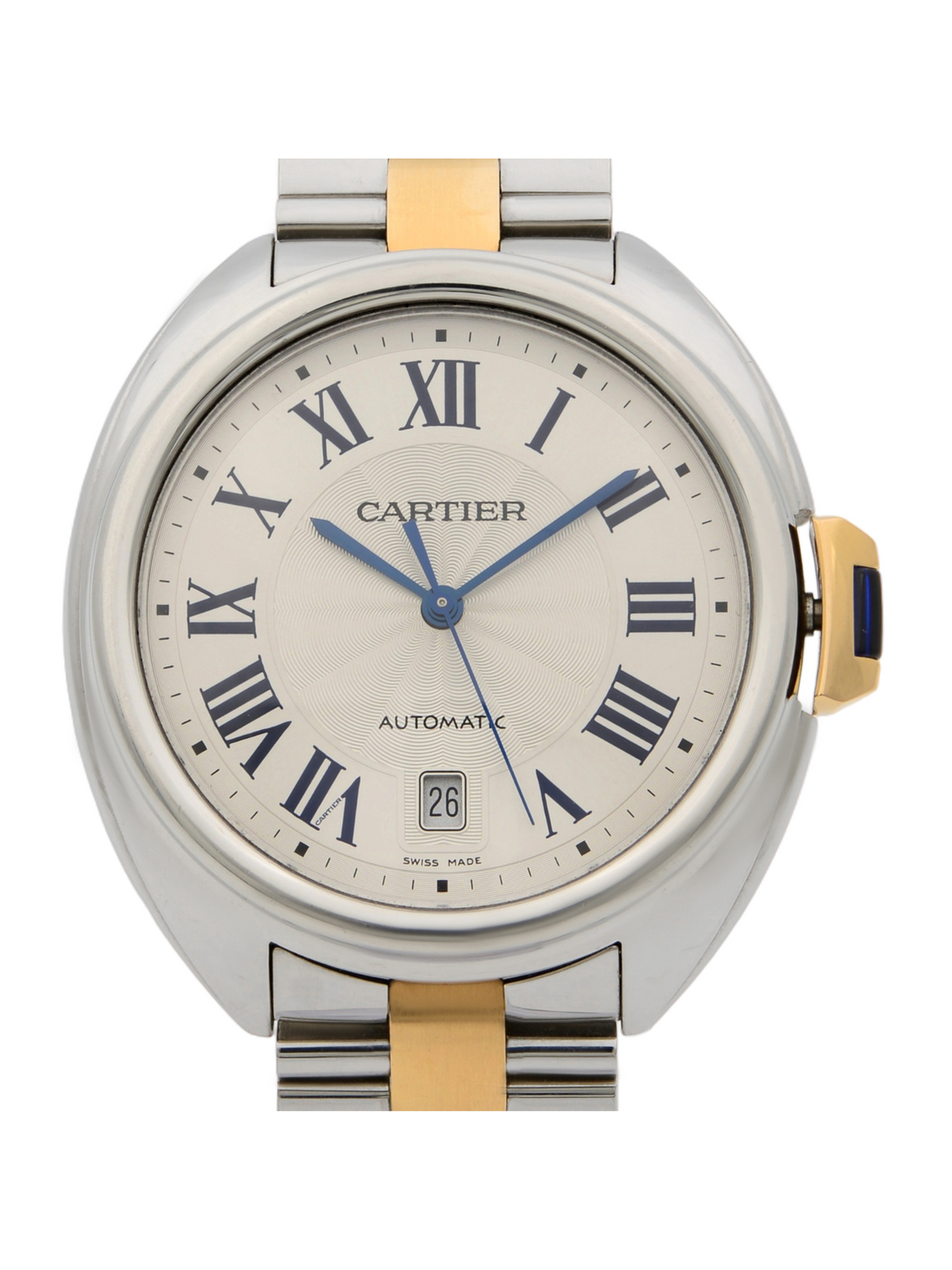 18k Rose Gold Steel Silver Guilloche Automatic Men Watch P38199