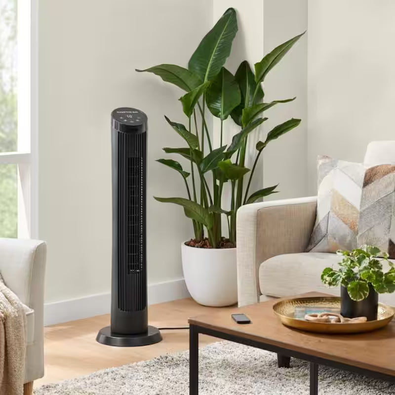 Black 4 Speed Digital Oscillating Tower Fan O237673