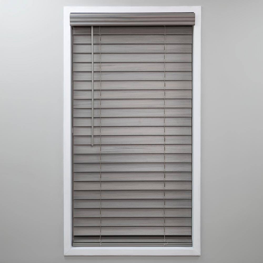 Cut-to-Width Cordless Room Darkening 2 in. PVC Faux Wood Blind F94478