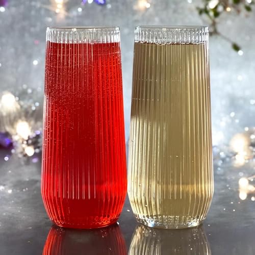 48 Pack 9 Oz Clear Stemless Plastic Champagne Flutes O303672