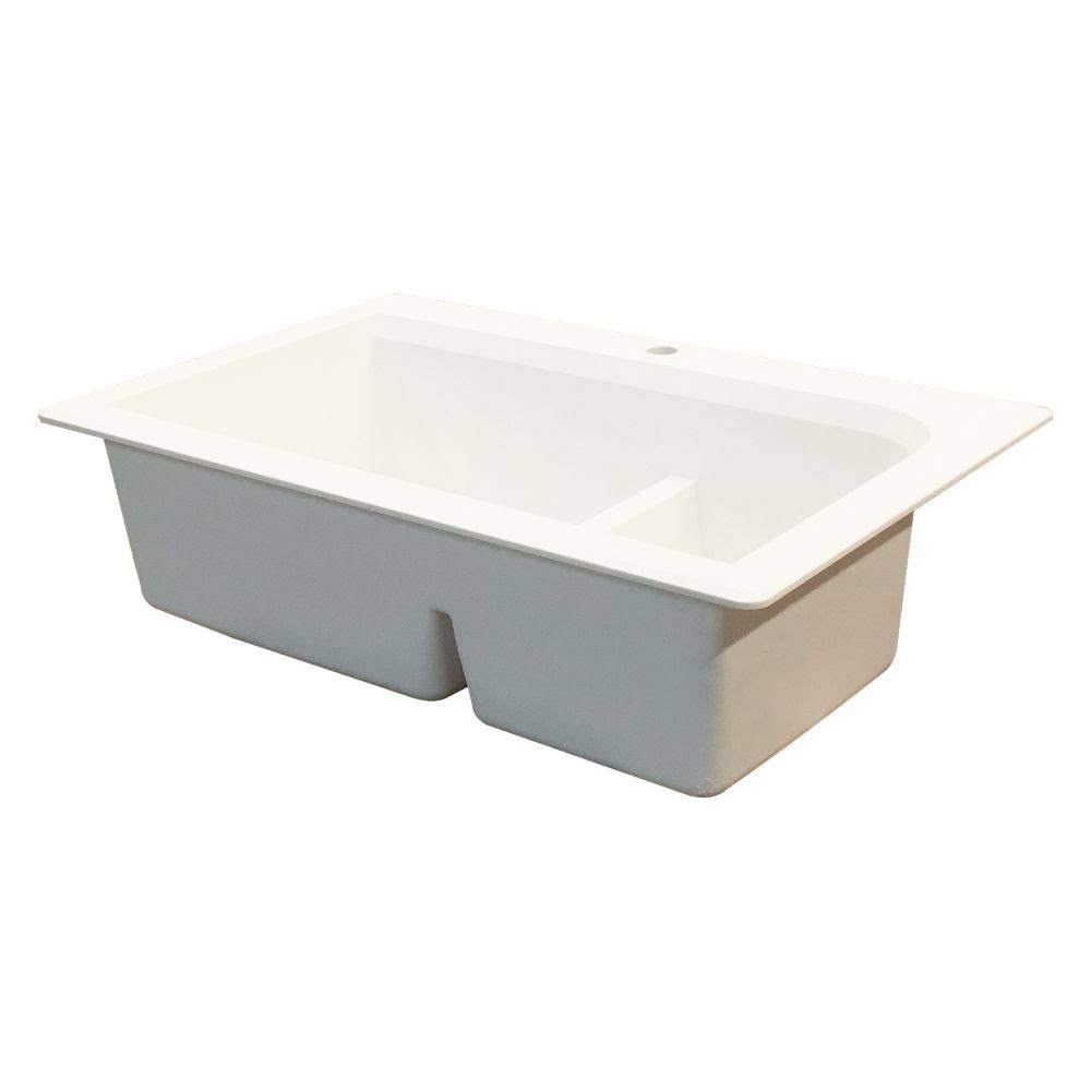 33-in Drop-In Granite Kitchen Sink in White W251