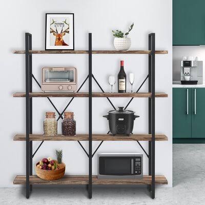 Rustic Industrial 4-Tier Open Bookcases C5136