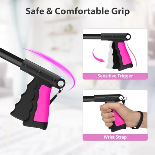 Pink Foldable Reacher Grabber Tool with 360° Rotating Jaw D2441