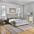 Linen Upholstered Platform Bed Off White Full R68461