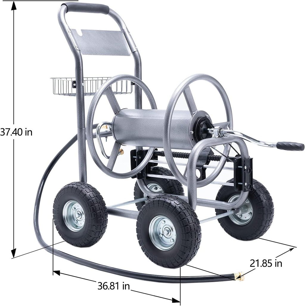 Industrial Hose Reel Cart with 4 Solid Wheels, 250-Feet Capacity G7200