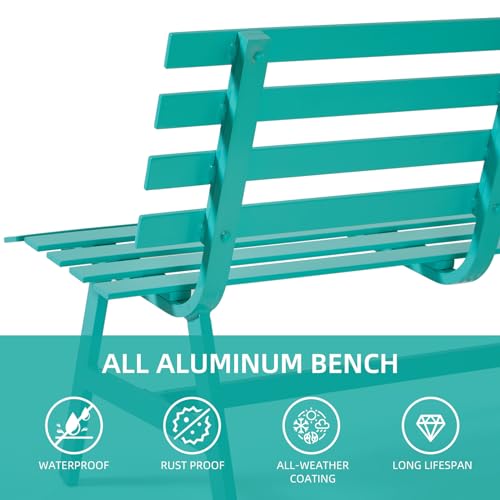 Blue Weatherproof Aluminum Outdoor Bench O1172
