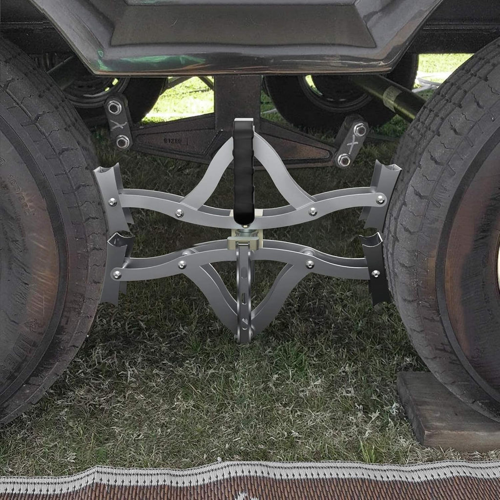 2 Sets X-Shape Wheel Chocks with Integrated Wrench and Anti-Theft Code Lock B8239