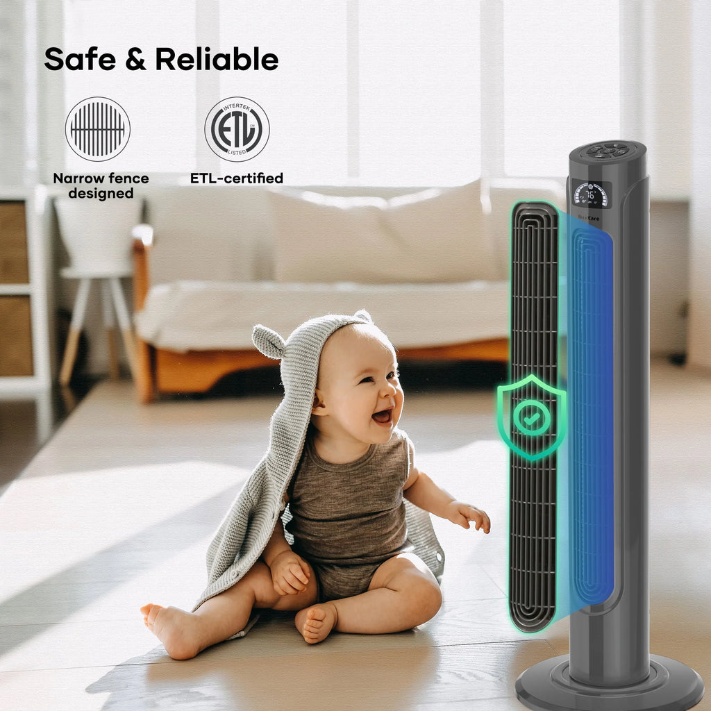 36 Tower Fan with Remote, 3 Speeds 3 Modes 15H Timer, 90° Oscillating, Grey S81923