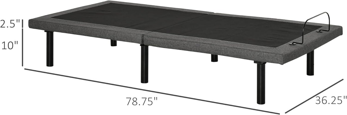 Gray Twin XL Adjustable Bed Frame with Wireless Remote H508842