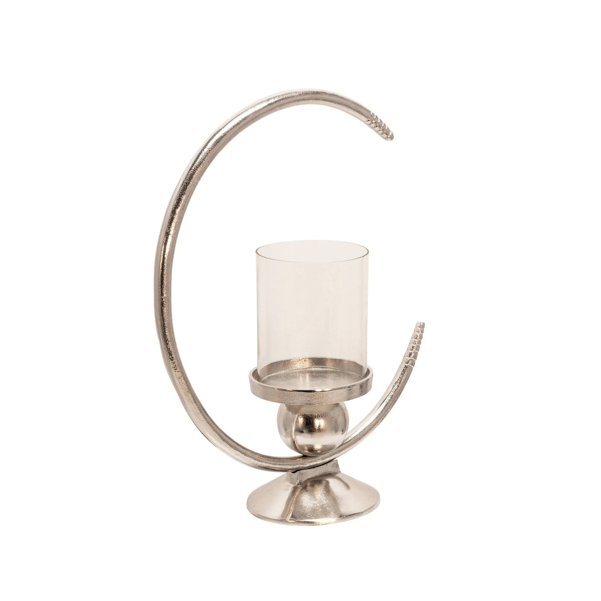 19 in. Aluminum Ring Candle Holder with Glass G656
