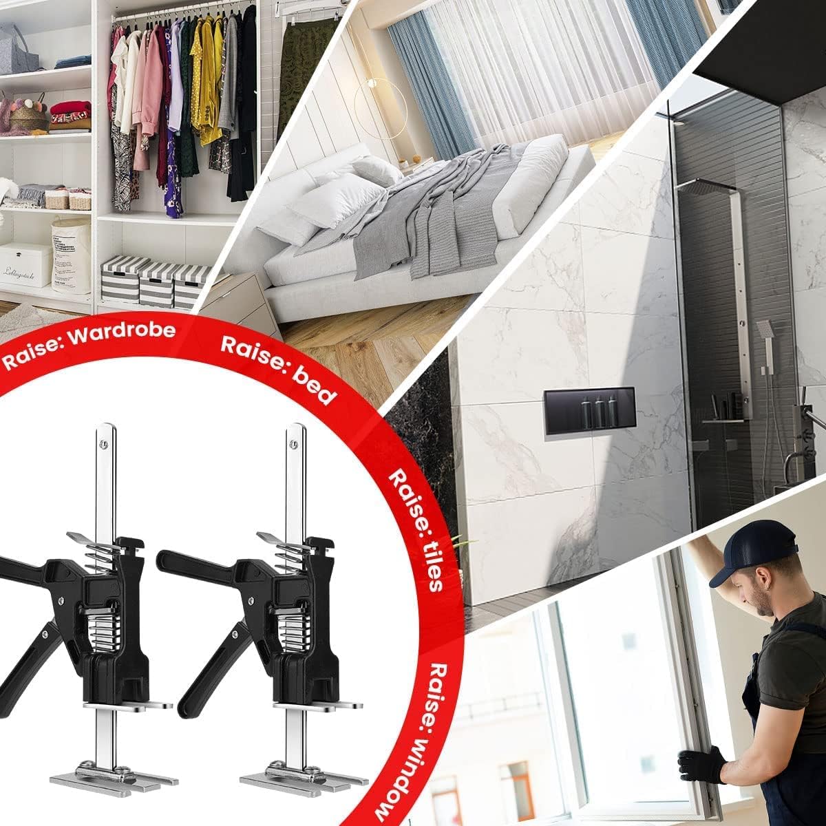 2 Packs Labor-Saving Arm Height Adjuster Lifting Device, Hand Lifting Tool Jack, Drywall Lifts, Furniture Jack, Lifting Height 9.8Inch, Maximum 260 Pounds Pack of 2 S417
