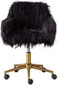 Fluffy Faux Fur Swivel Desk Chair with Wheels R7501