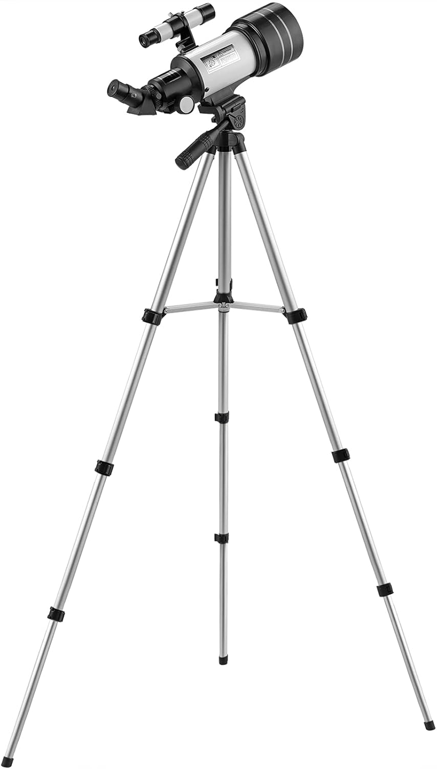 70mm Aperture 300mm Focal Length Refractor Telescope with Adjustable Tripod Stand I7389