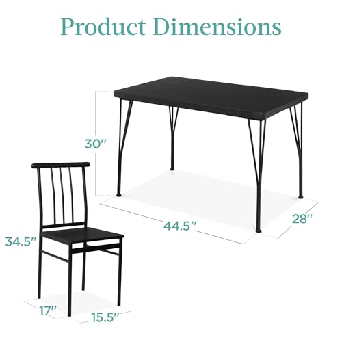 5-Piece Metal and Wood Rectangular Dining Table Set with 4 Chairs Z88883