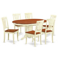 7 Piece Buttermilk Cherry Dinette Table with Leaf & 6 Wood Seat Chairs Q784