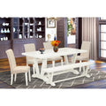 6 Pc Cream Linen Fabric Dining Set O922
