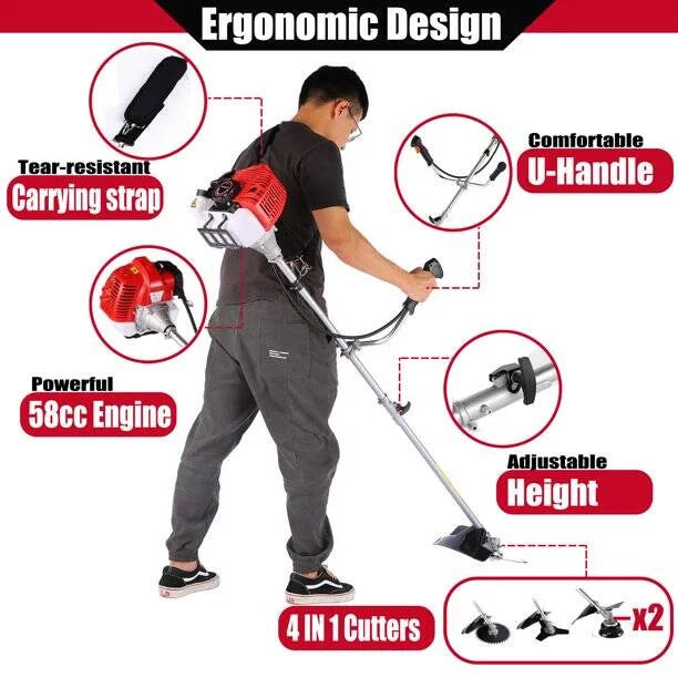 58CC Gas Weed Eaters 2-Cycle Straight Shaft Weed Trimmer Z40724