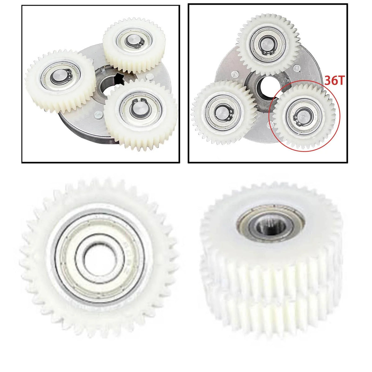 3pcs 6T Planetary Gears Set, Outer Diameter 37mm, Nylon U489234