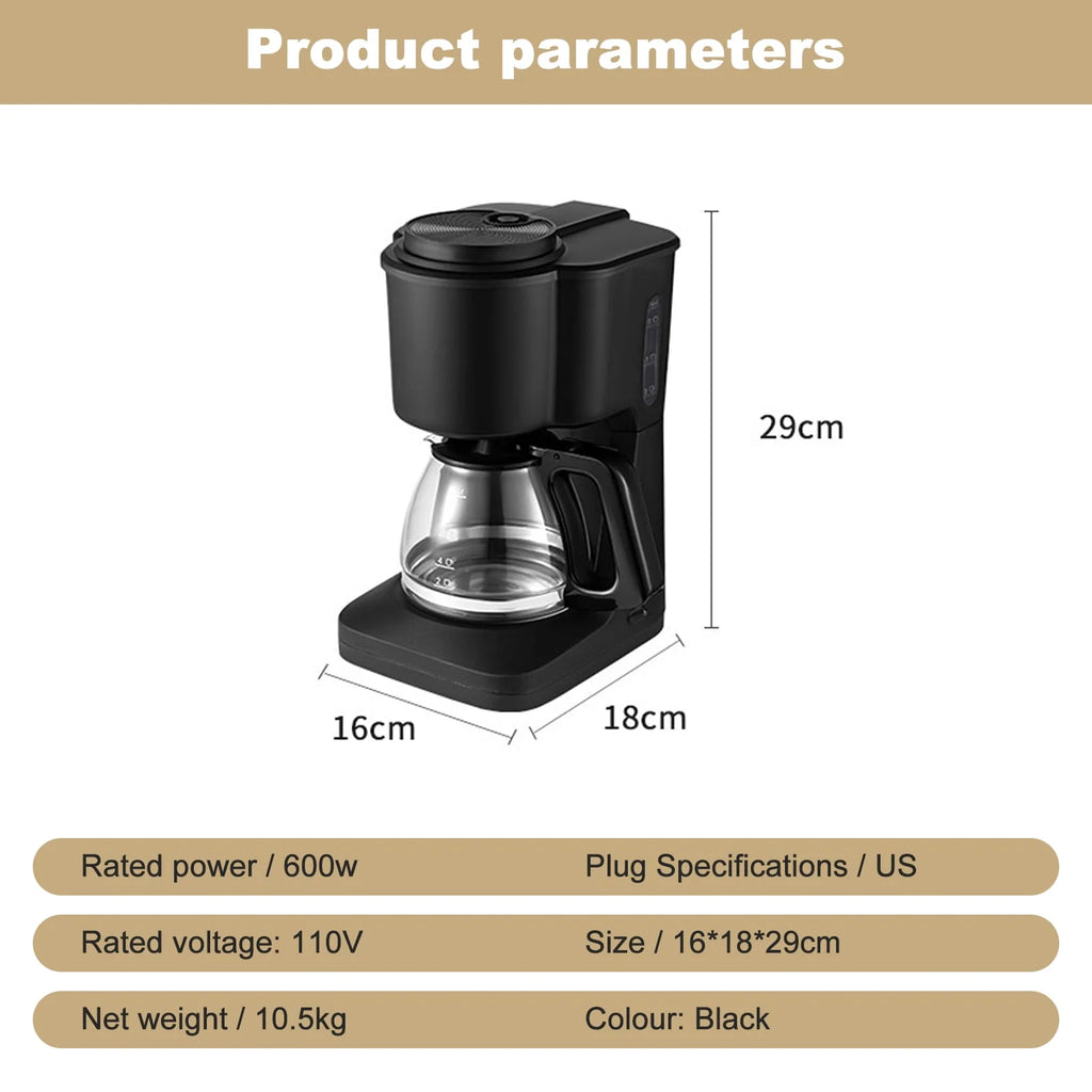 6 Cup Coffee Maker with Glass Carafe and Reusable Filter Q7531