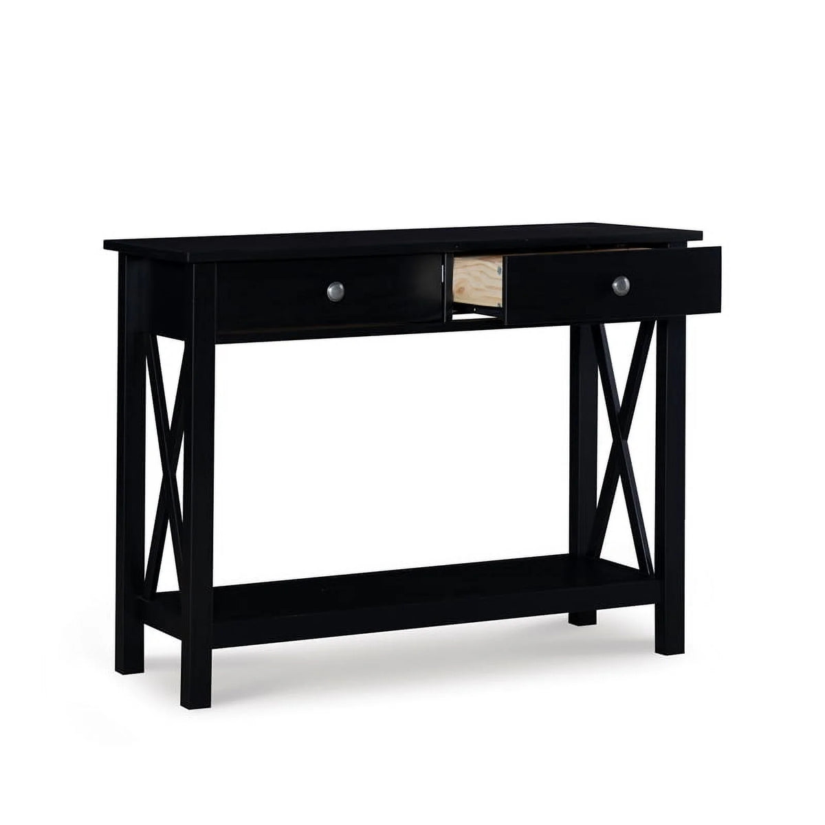 Black 2-Drawer Solid Wood Console Table R355