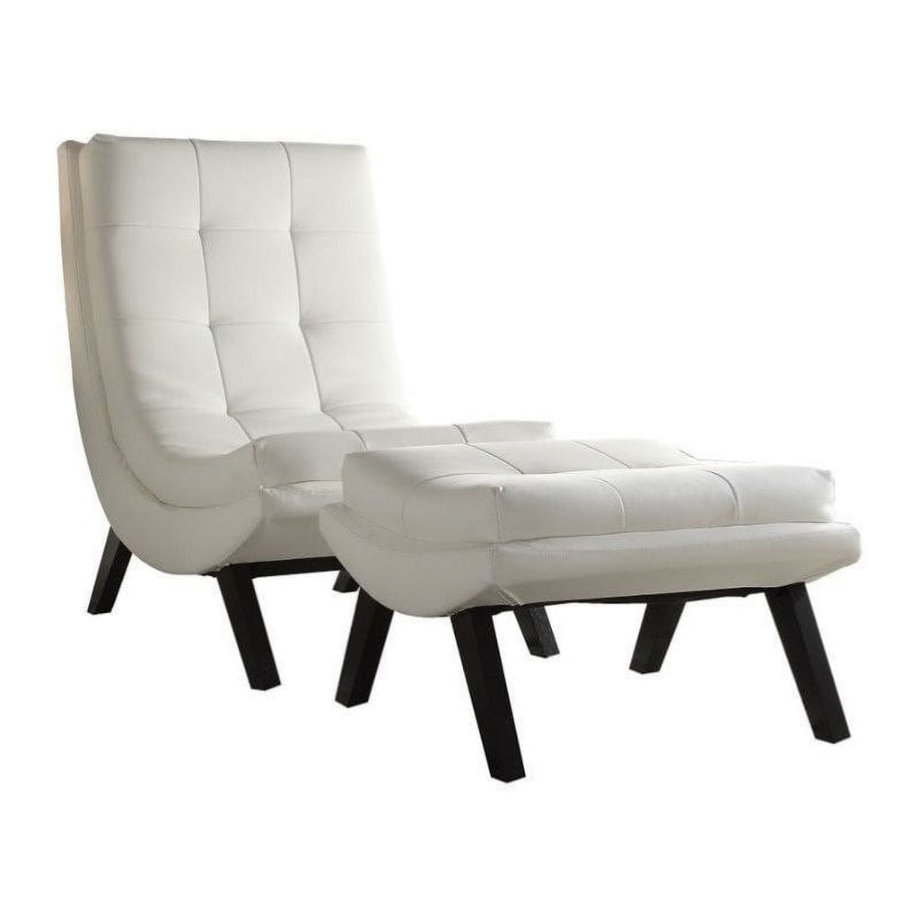 White Faux Leather Lounge Chair and Ottoman Set T6040