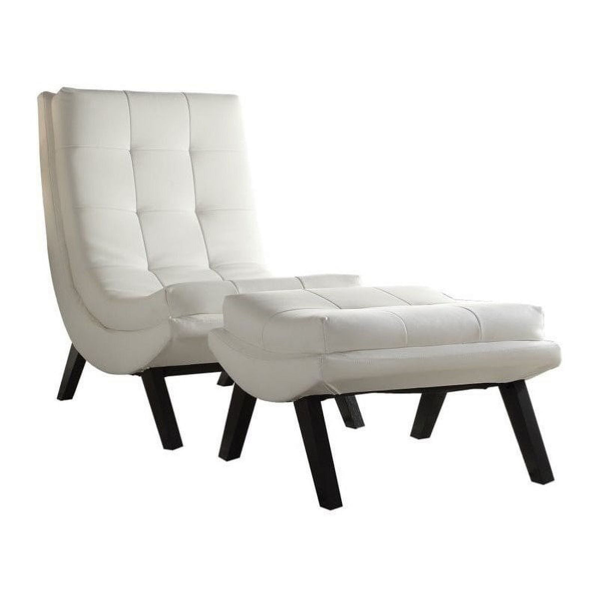 White Faux Leather Lounge Chair and Ottoman Set T6040
