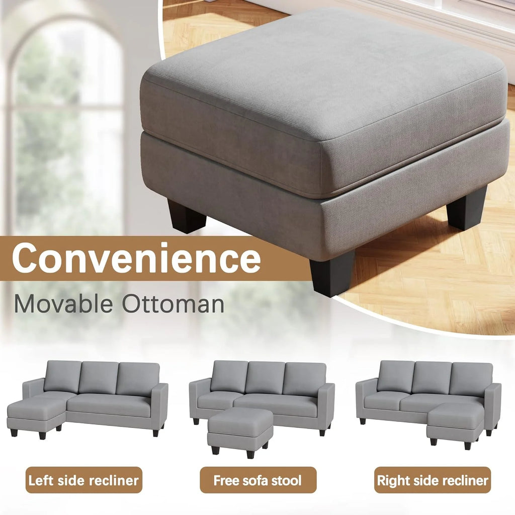 Light Gray Convertible Sectional Sofa with Ottoman H465