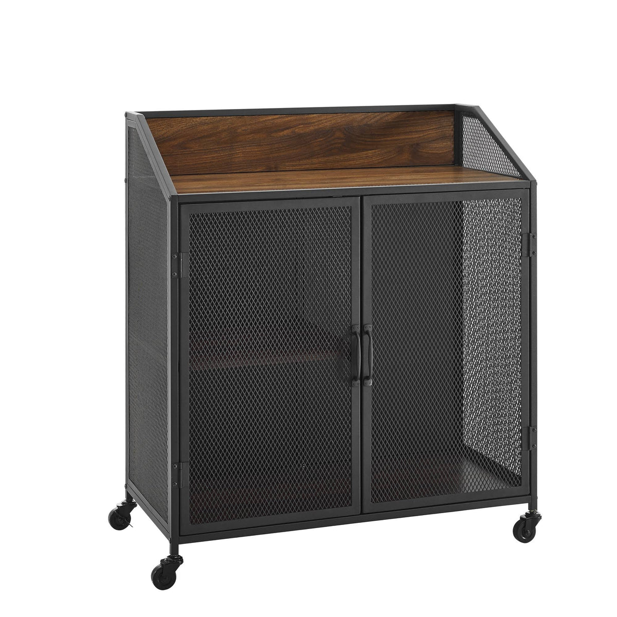 Dark Walnut Industrial Bar Cabinet Z818605
