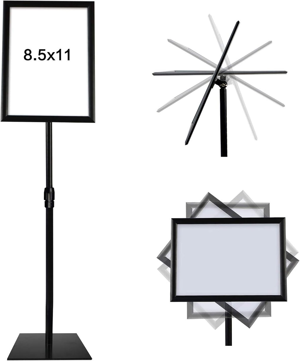 Adjustable Heavy Duty Pedestal Poster Stand with Square Steel Base D4859