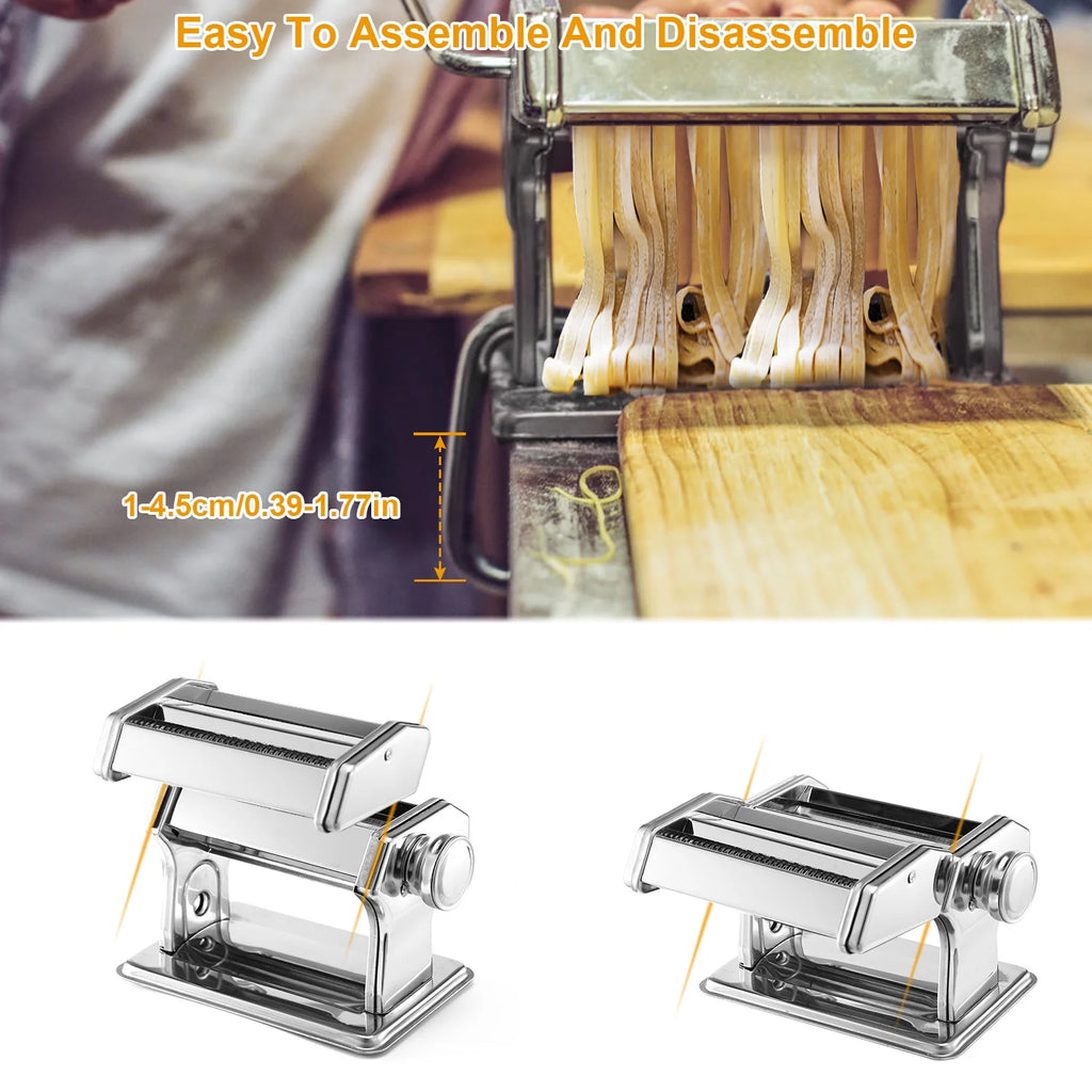 Silver Pasta Maker with 6 Thickness Settings and Rollers Cutter V503571