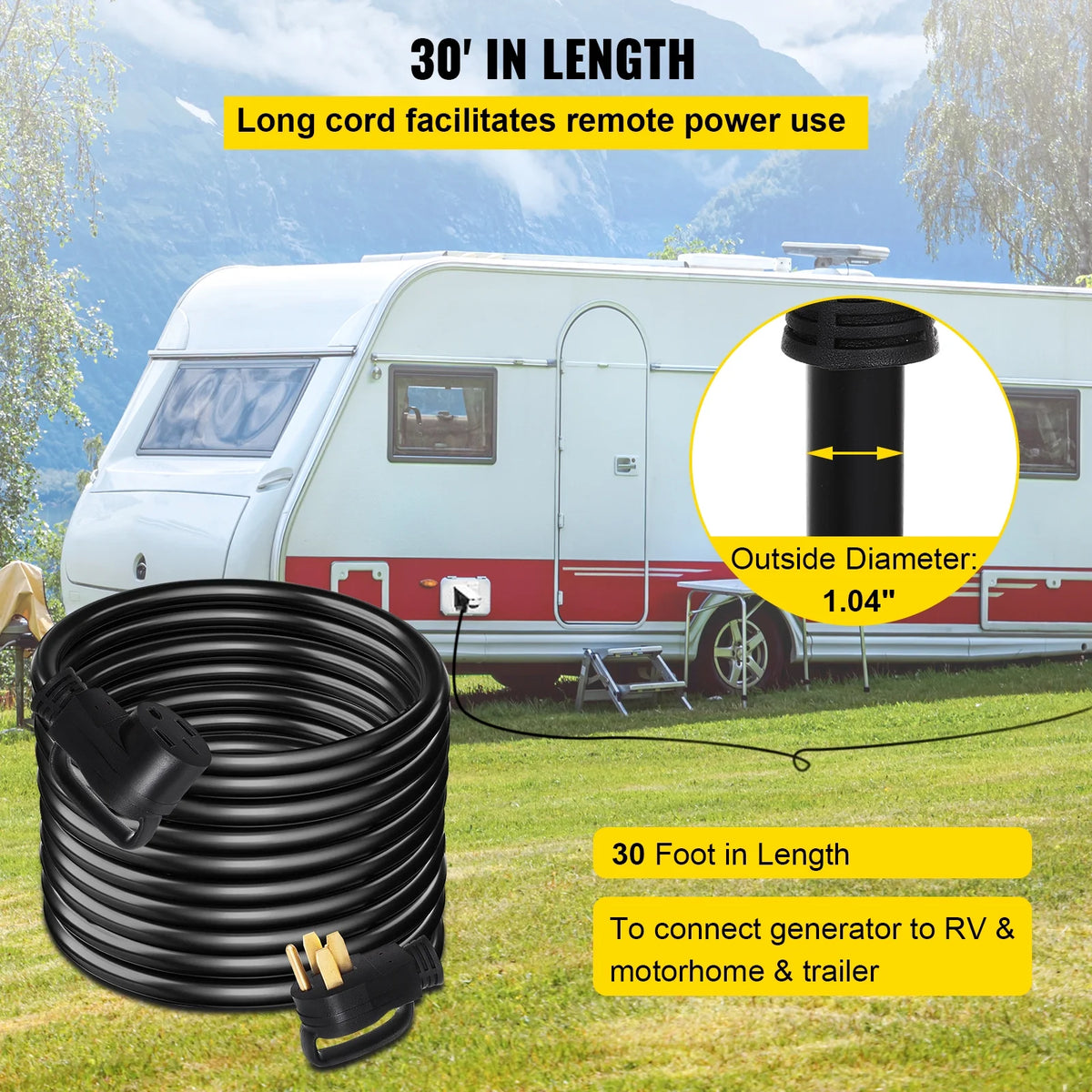 30Ft 50 Amp RV Extension Cord Copper Wire with Handles U806288