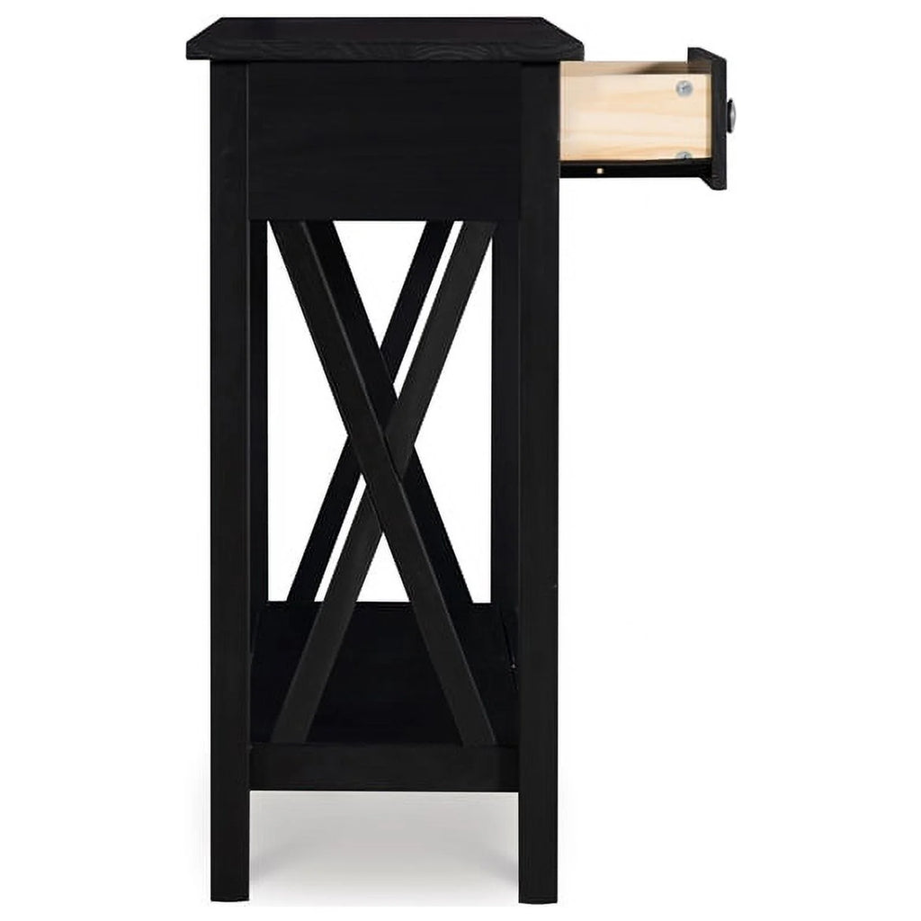 Black 2-Drawer Solid Wood Console Table R355