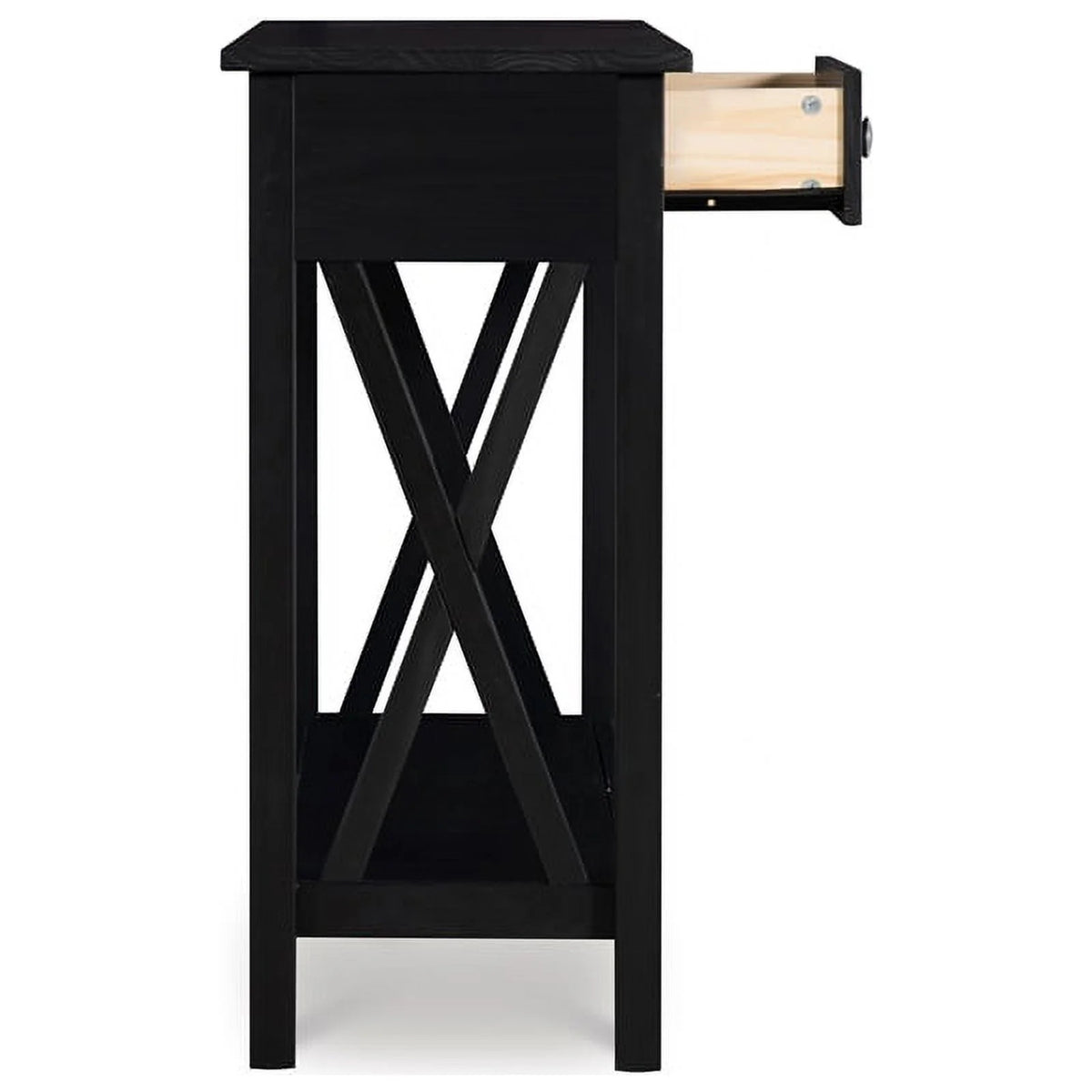 Black 2-Drawer Solid Wood Console Table R355