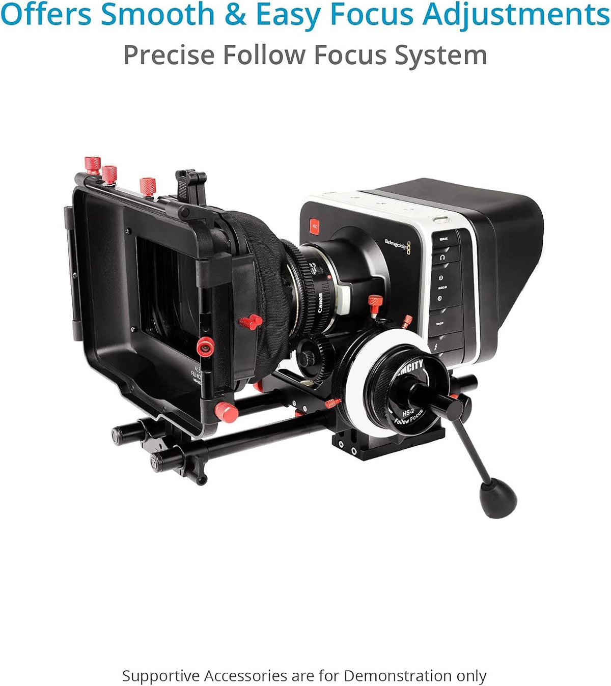 Follow Focus with A/B Hard Stops, Flexible Gear Belt & Speed Crank for 15mm Rod Support W49252