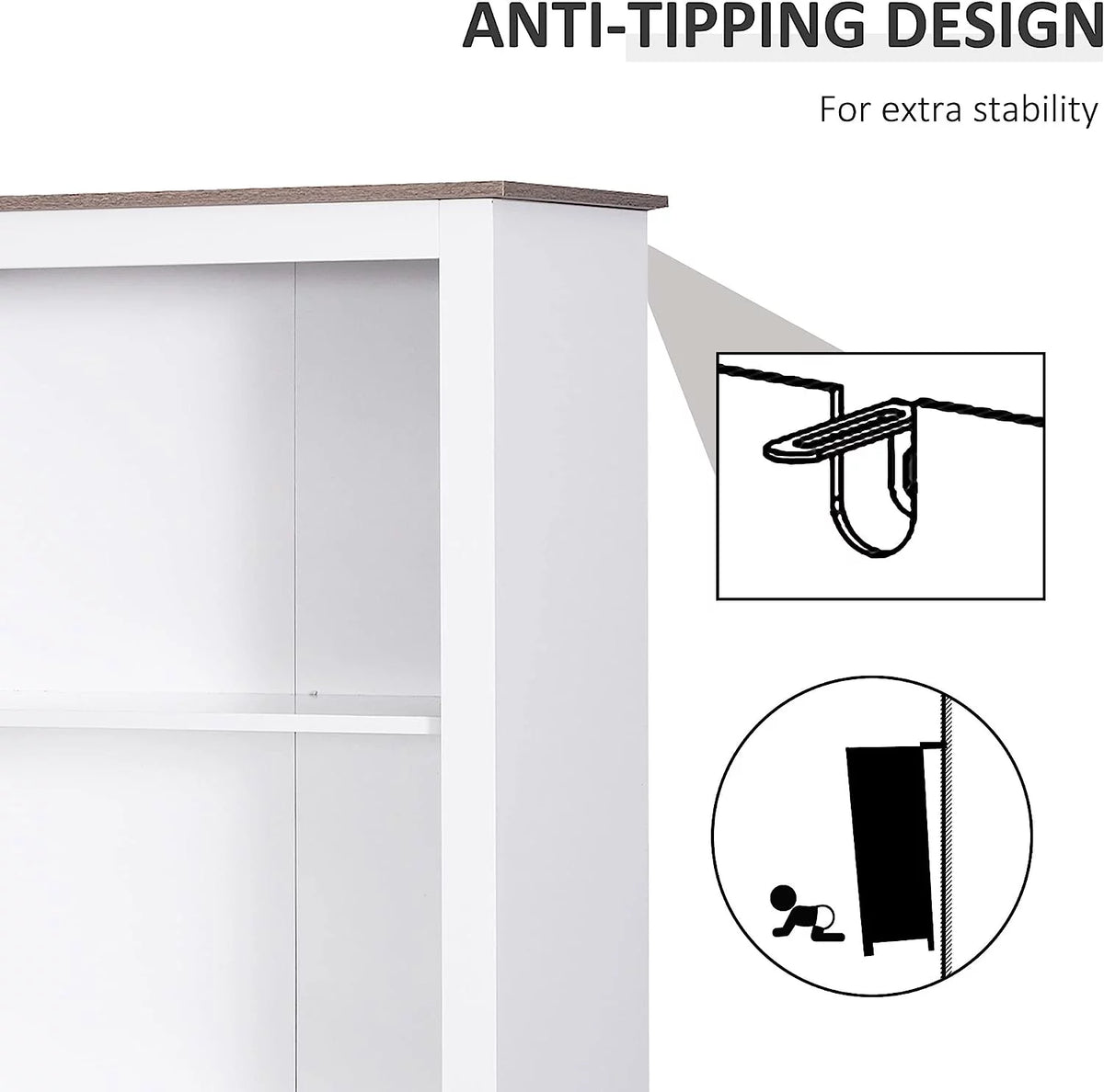 White 3-Tier Double Door Storage Cabinet E59939