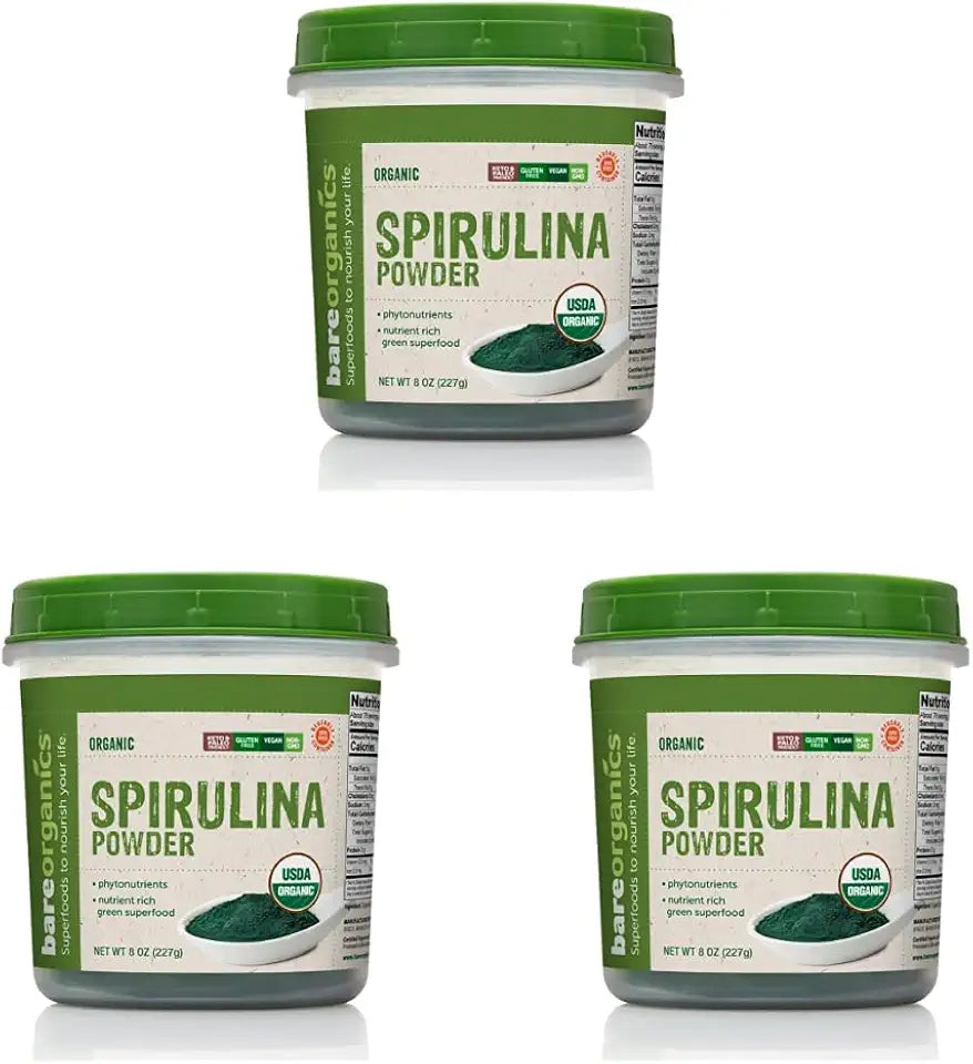 USDA Organic Raw Spirulina Powder 8 Ounce Pack of 3 U648