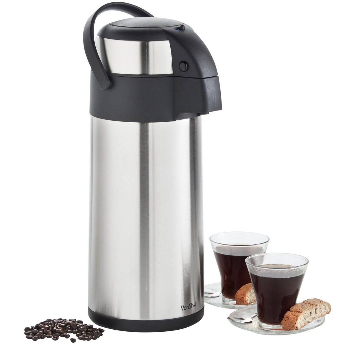 Thermal Airpot Coffee Carafe Beverage Dispenser Stainless Steel 4.4qt K59391