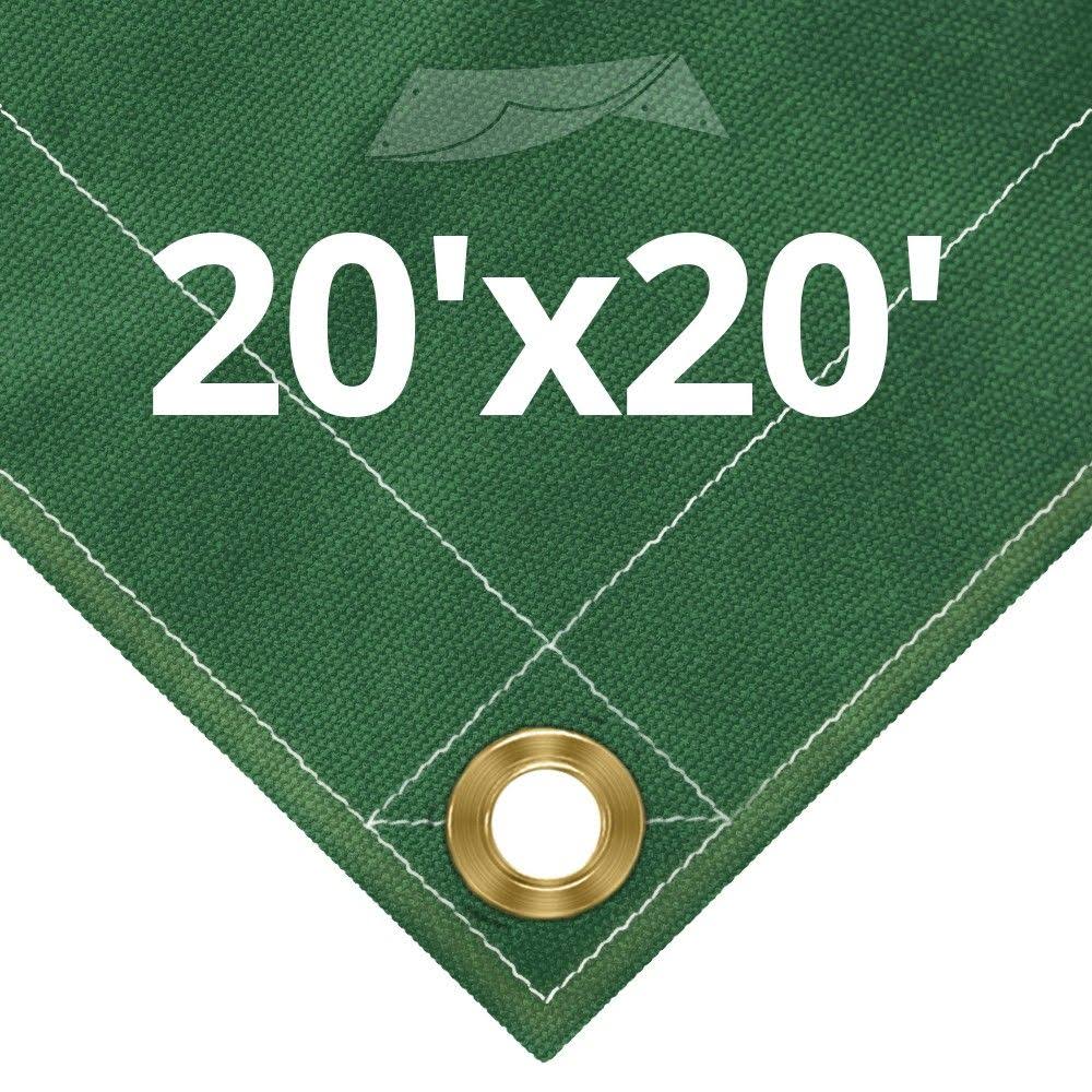 Green Canvas Tarps 20' x 20' R55306