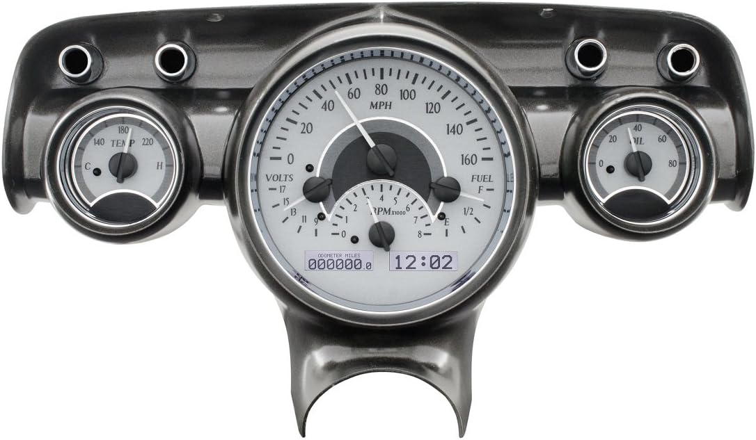 Analog Dash Gauges System Silver Alloy White S673