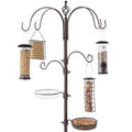 89in 6-Hook Steel Bird Feeding Station with Feeders Tray and Bird Bath C211678