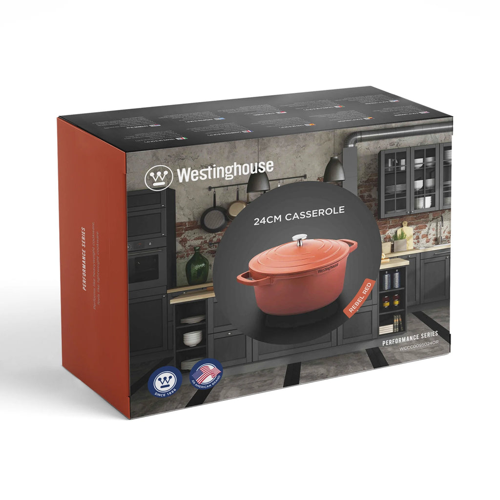 24cm Casserole with Lid Red E7034