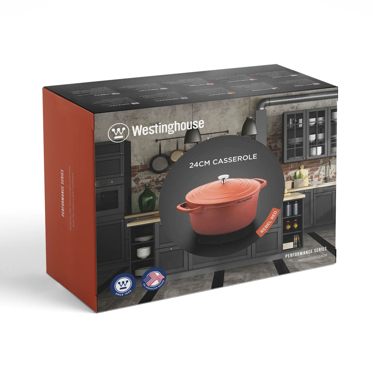 24cm Casserole with Lid Red E7034